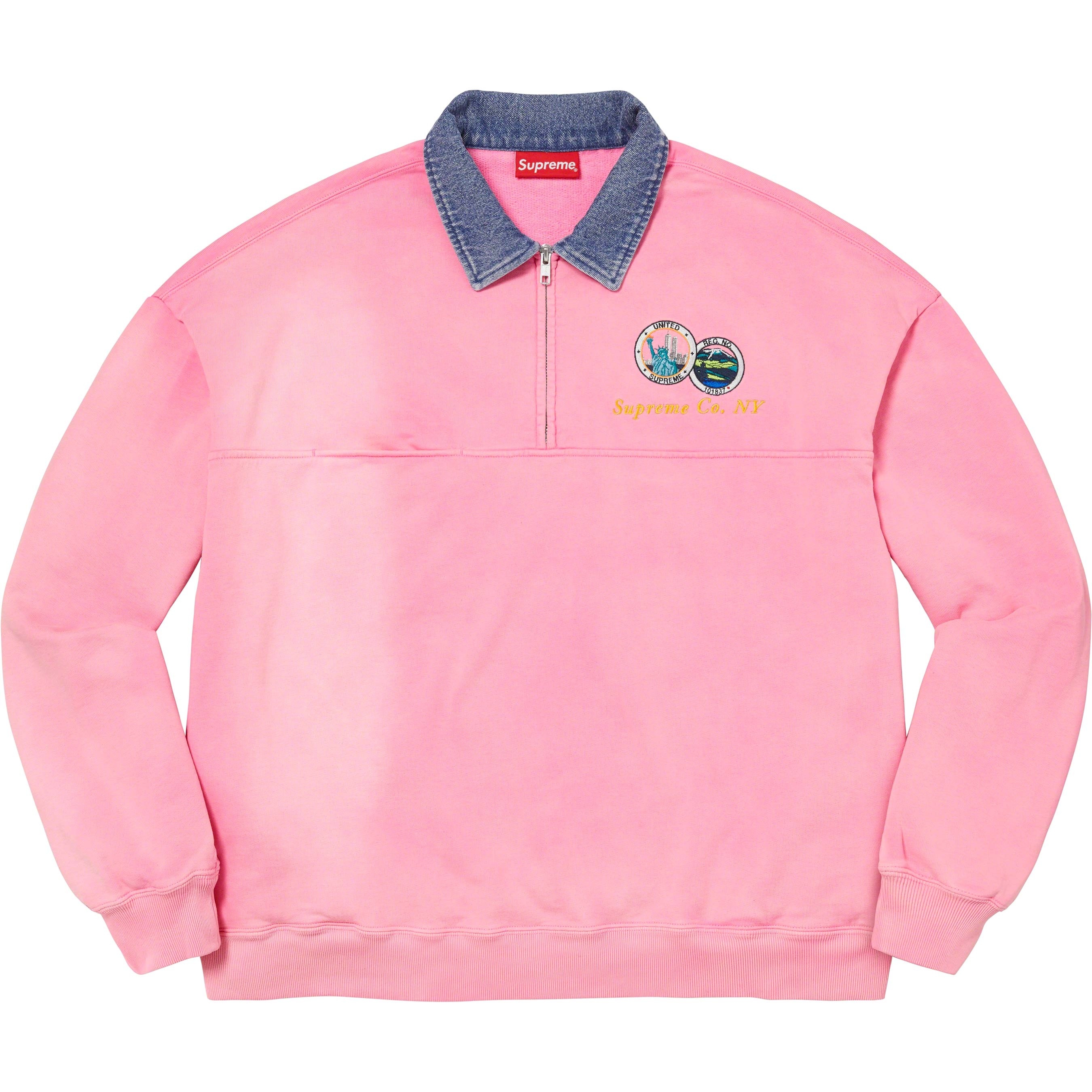 Denim Collar Half Zip Sweatshirt view 6